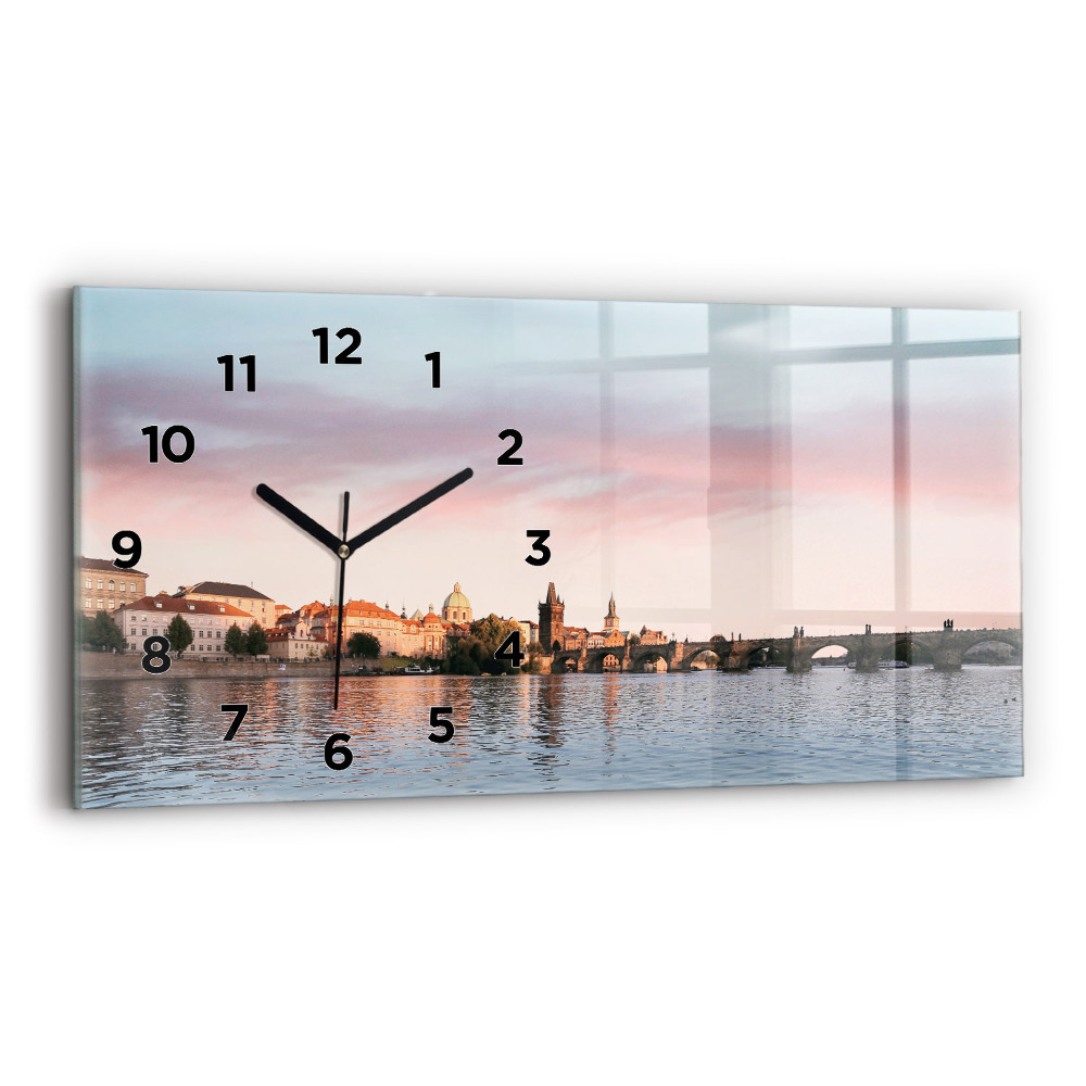 Ceas de sticlă pe perete orizontale Podul Carol din Praga