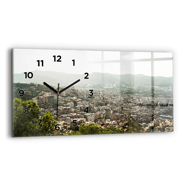 Ceas din sticlă orizontale Vedere Barcelona asupra Montjuic