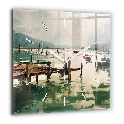 Ceas perete din sticlă pătrat Linii abstracte