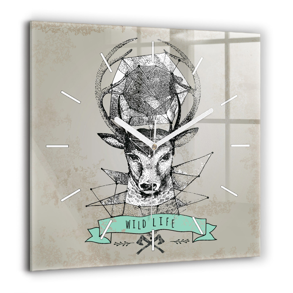 Ceas din sticlă pătrat Illustration de leu maro