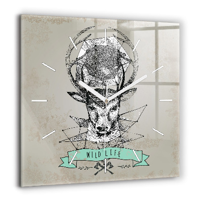 Ceas din sticlă pătrat Illustration de leu maro