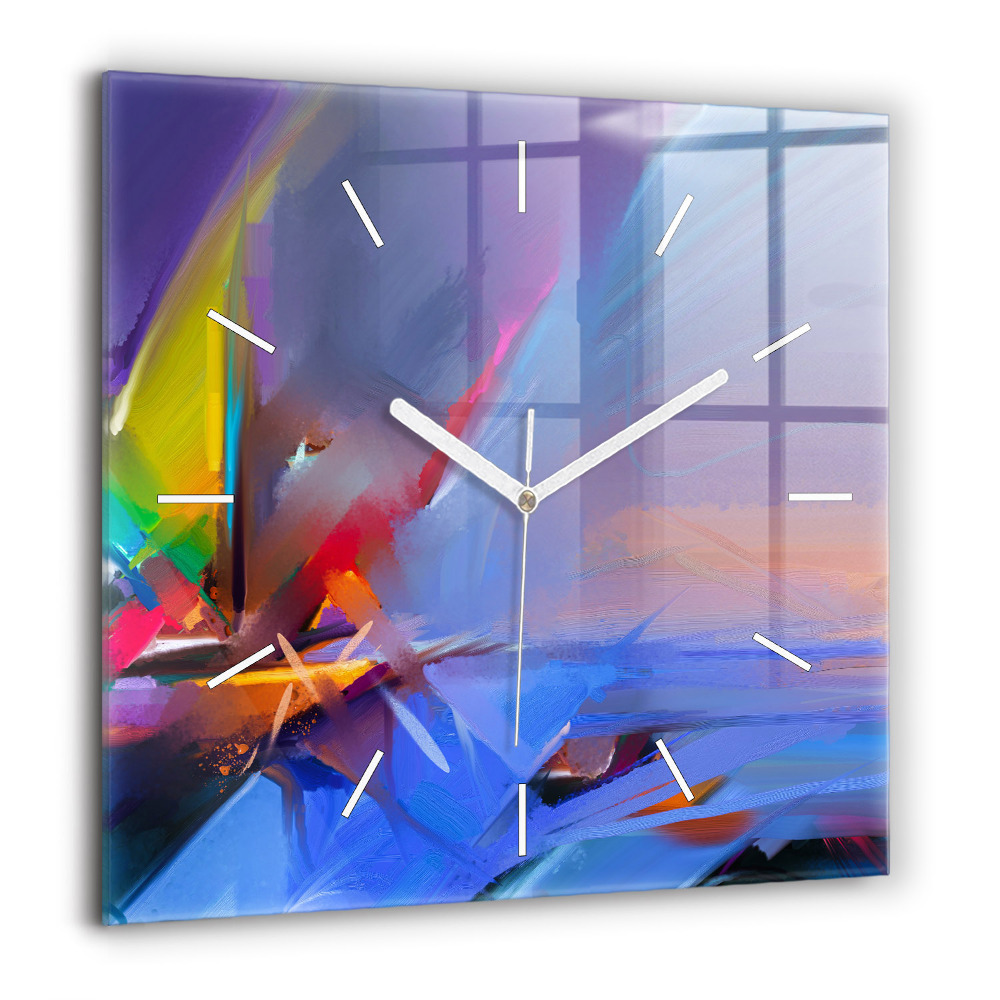 Ceas de sticlă pe perete pătrat Colorat fractal
