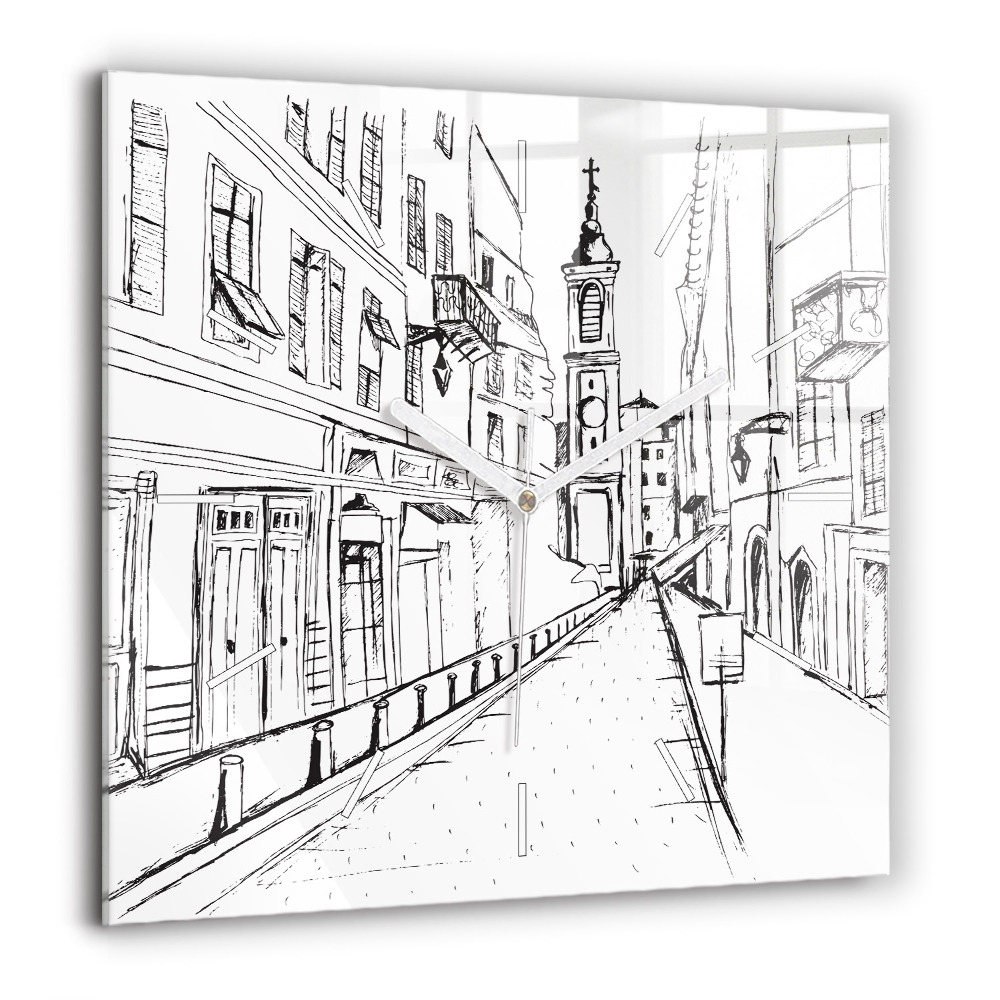 Ceas perete din sticlă pătrat Harta cu iarba verde