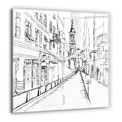 Ceas perete din sticlă pătrat Harta cu iarba verde