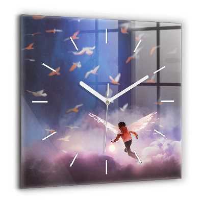 Ceas perete din sticlă pătrat Femei în rochii colorate