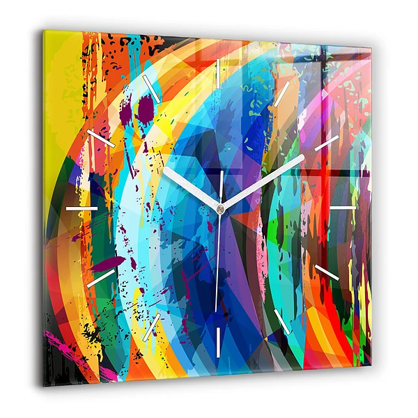 Ceas perete din sticlă pătrat Portret de femeie abstract