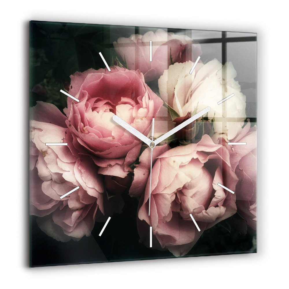 Ceas de sticlă pe perete pătrat Compoziție de vară