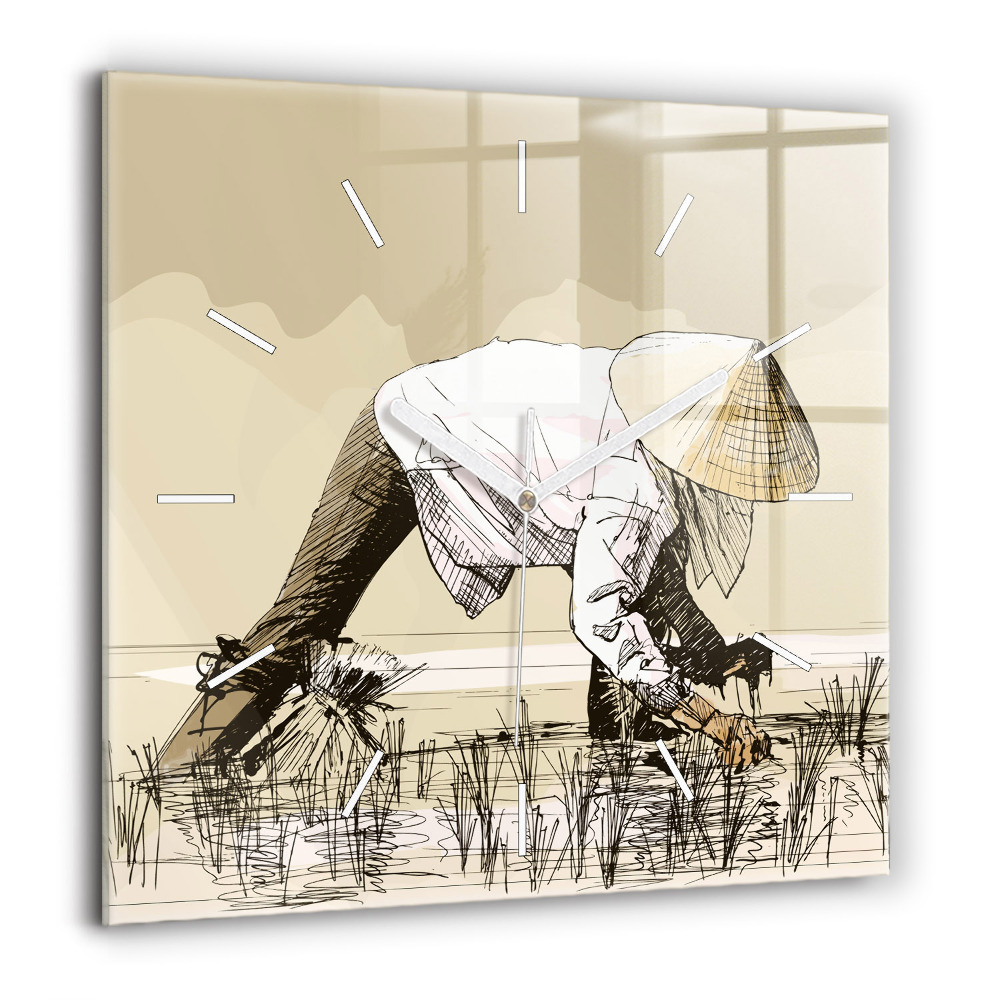 Ceas de sticlă pe perete pătrat Liniile colorează abstracte