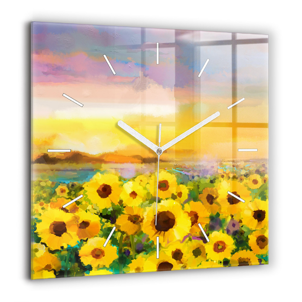 Ceas perete din sticlă pătrat Piată de marbleă de granit gri