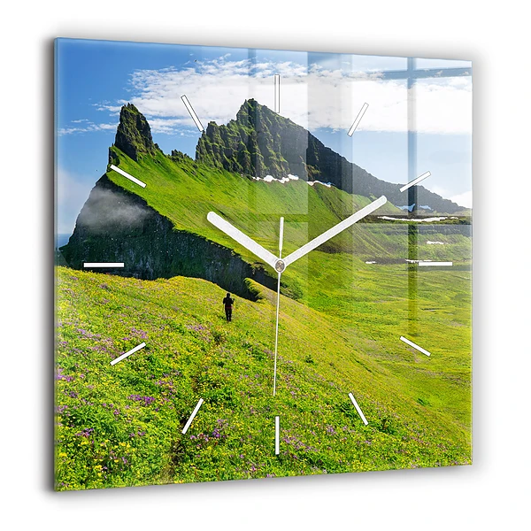 Ceas perete din sticlă pătrat Abstracția geometrică