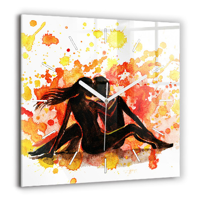 Ceas pătrat de perete din sticlă ceașcă de cafea