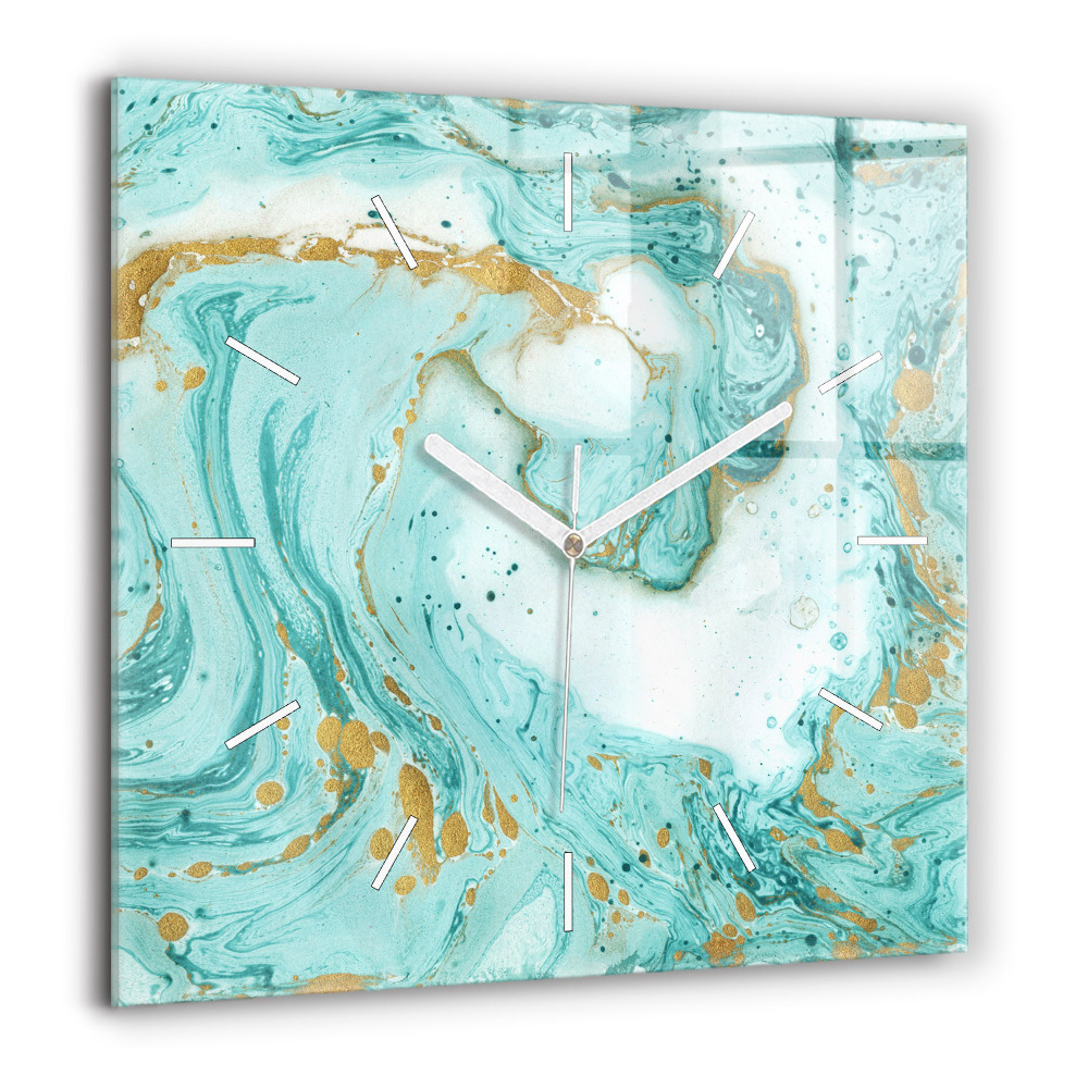 Ceas de sticlă pe perete pătrat Bon voyage inscripție