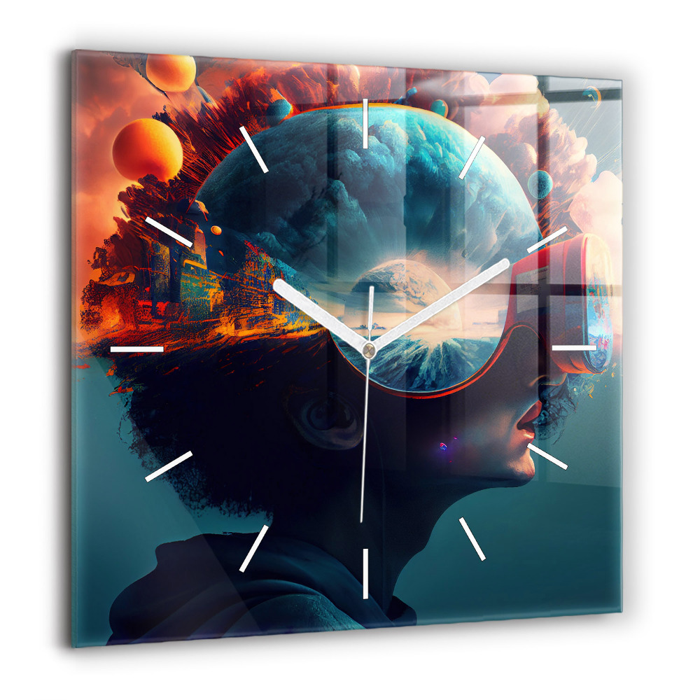 Ceas de sticlă pe perete pătrat Portretul unei femei