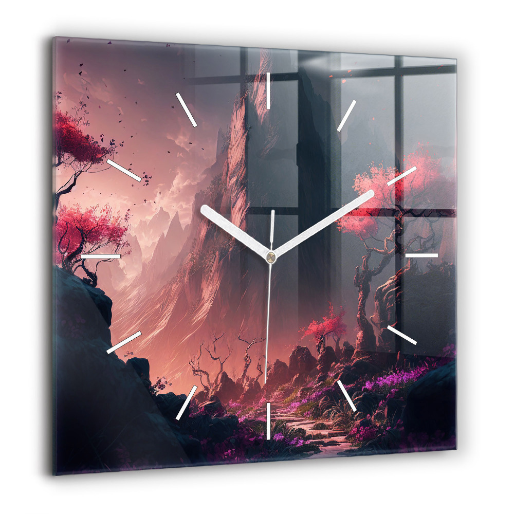 Ceas din sticlă pătrat Pescar pe lac