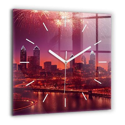 Ceas perete din sticlă pătrat Buchet de flori vintage