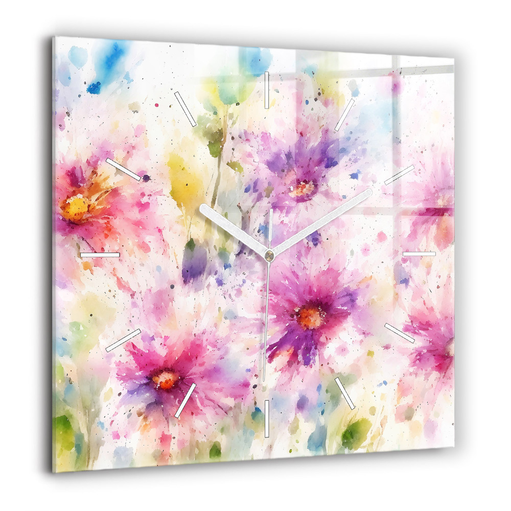 Ceas pătrat de perete din sticlă Oameni cu umbrele