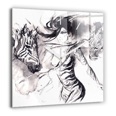 Ceas pătrat de perete din sticlă Under în port seara