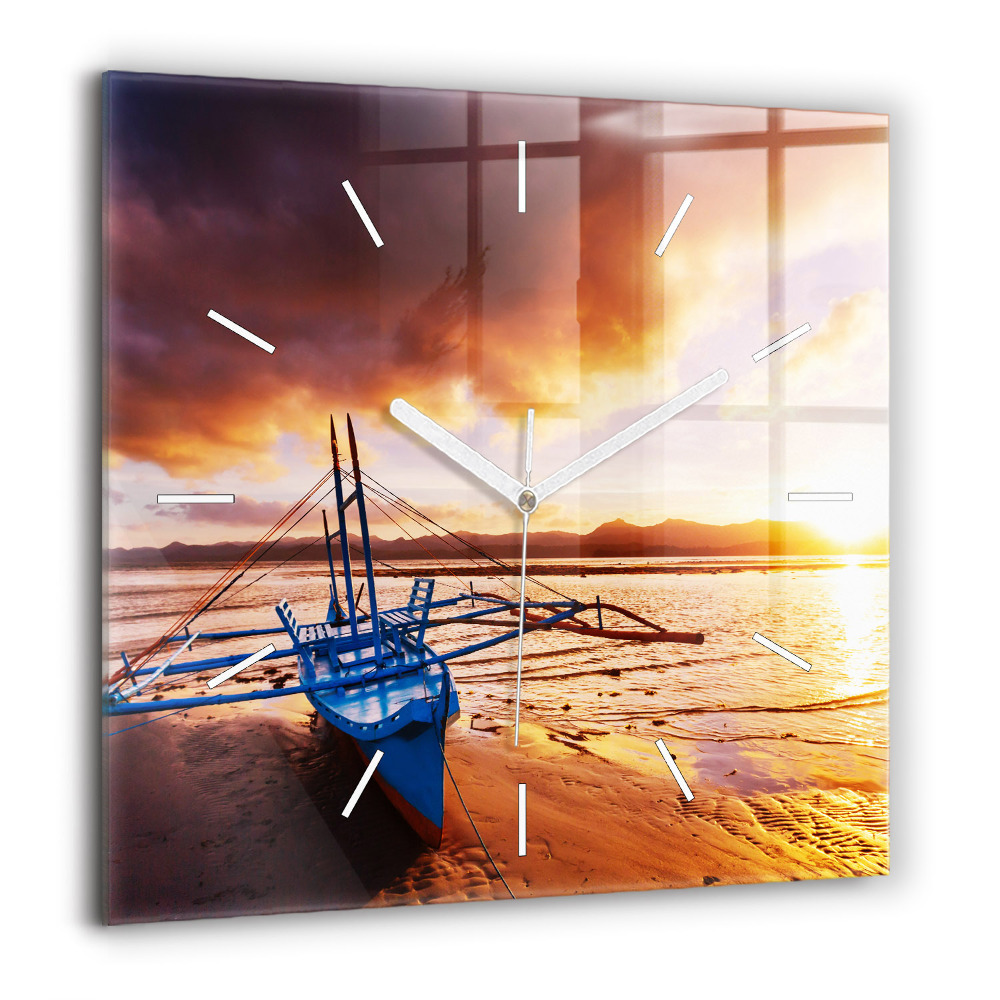 Ceas din sticlă pătrat Un călugăr care conduce elefanți