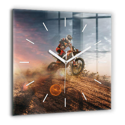 Ceas perete din sticlă pătrat marmură acuarelă