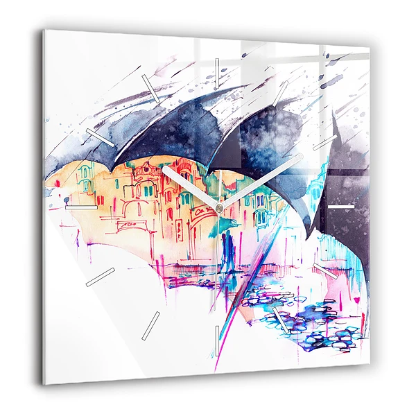Ceas pătrat de perete din sticlă Portret abstract al unei femei
