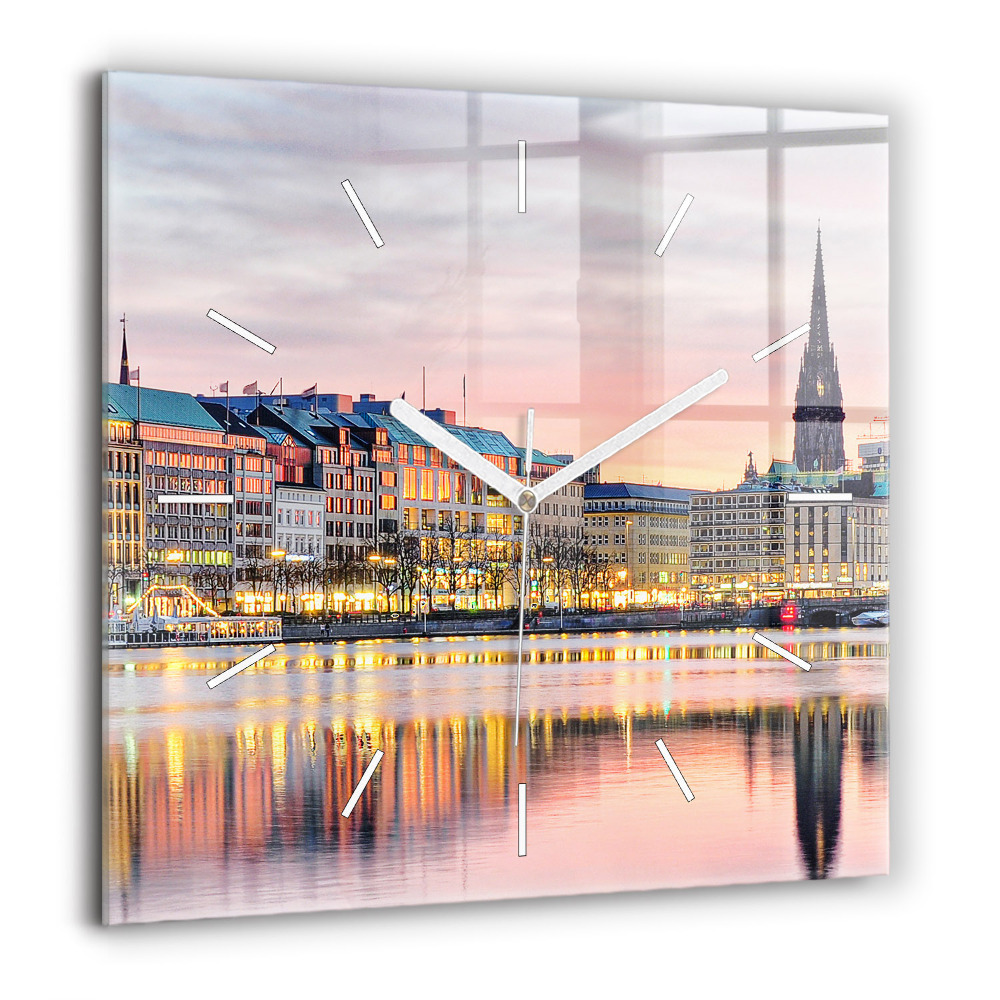 Ceas pătrat de perete din sticlă Cap de cerb colorat