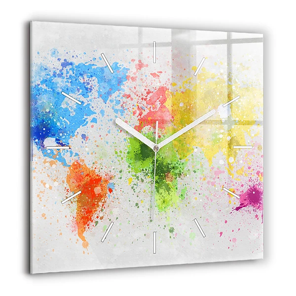 Ceas perete din sticlă pătrat Linii abstracte