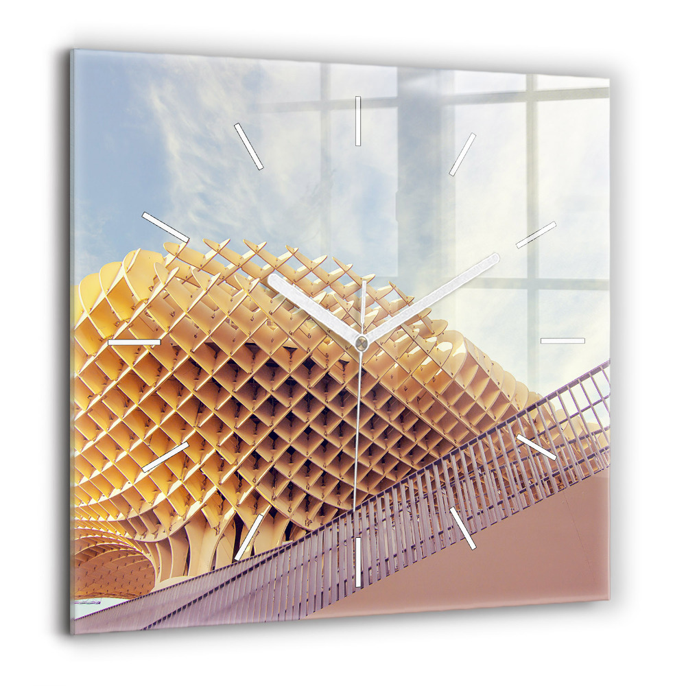 Ceas pătrat de perete din sticlă Mal stâncos sub pod