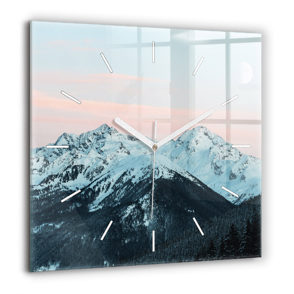 Ceas de sticlă pe perete pătrat Casa la munte