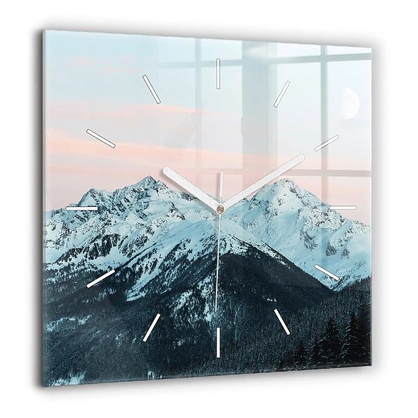 Ceas de sticlă pe perete pătrat Casa la munte