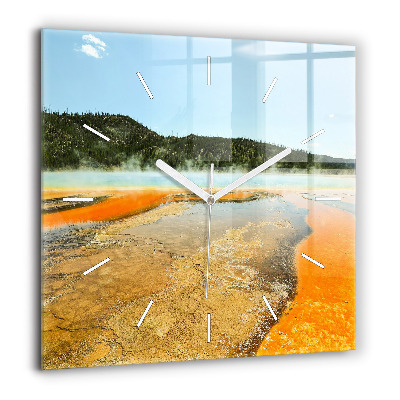 Ceas de sticlă pe perete pătrat Lemn închis la culoare