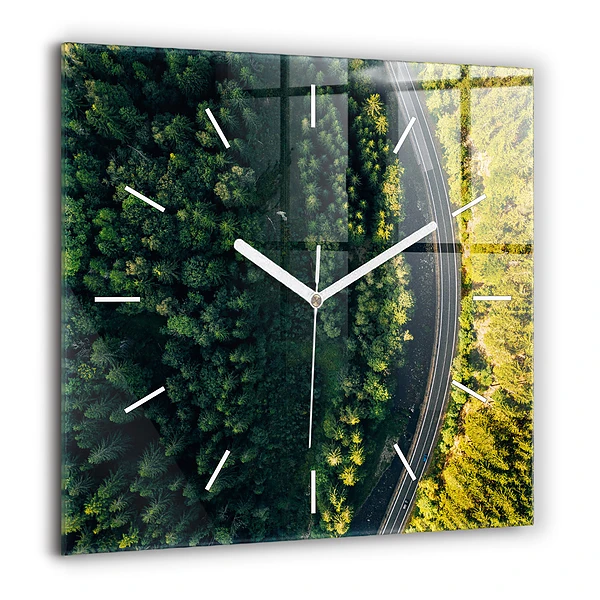 Ceas din sticlă pătrat Vedere aeriană a lacului