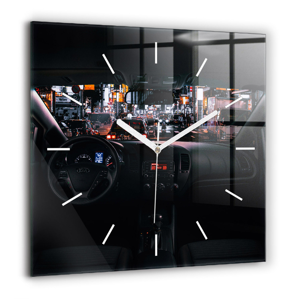 Ceas perete din sticlă pătrat Nava cu apă scufundată