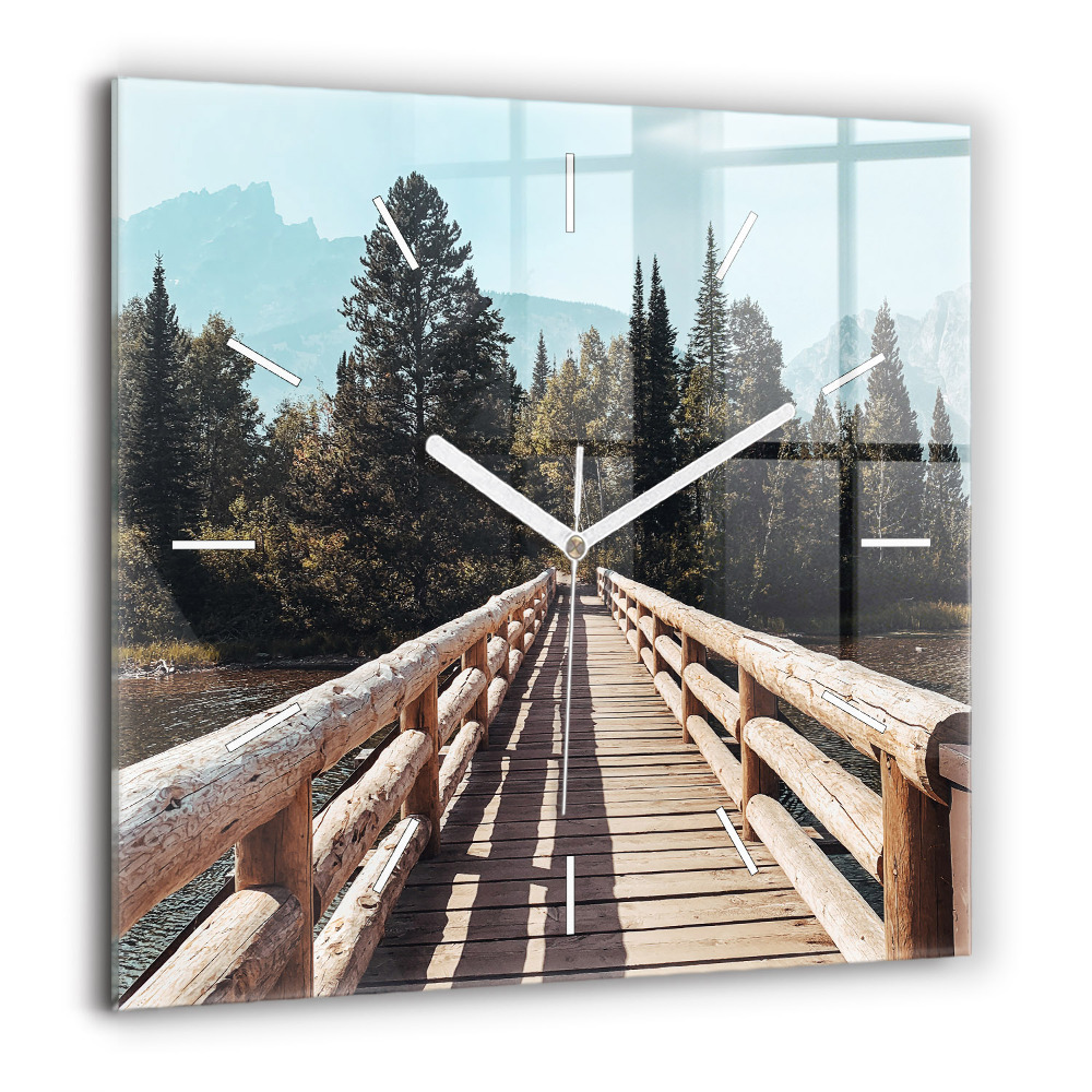 Ceas perete din sticlă pătrat Veveriță și natură sălbatică