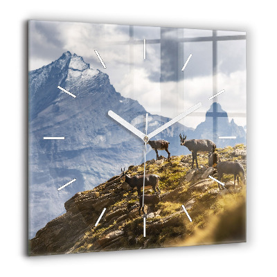 Ceas de sticlă pe perete pătrat Un pahar de vin roșu