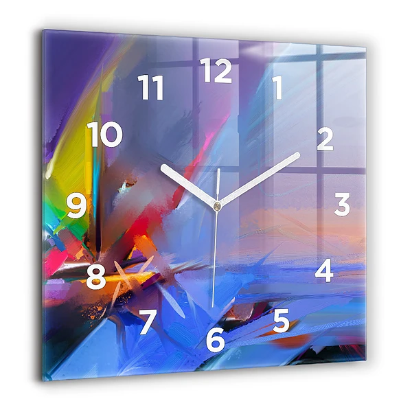 Ceas de sticlă pe perete pătrat Colorat fractal