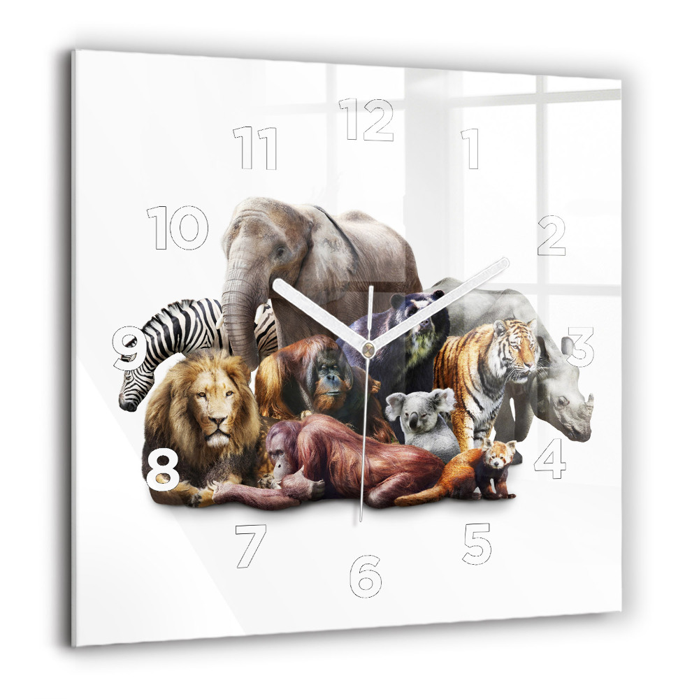 Ceas din sticlă pătrat Profilul unui lup pictat