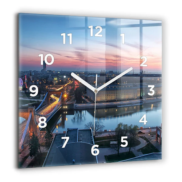 Ceas perete din sticlă pătrat Oameni abstracti nisip