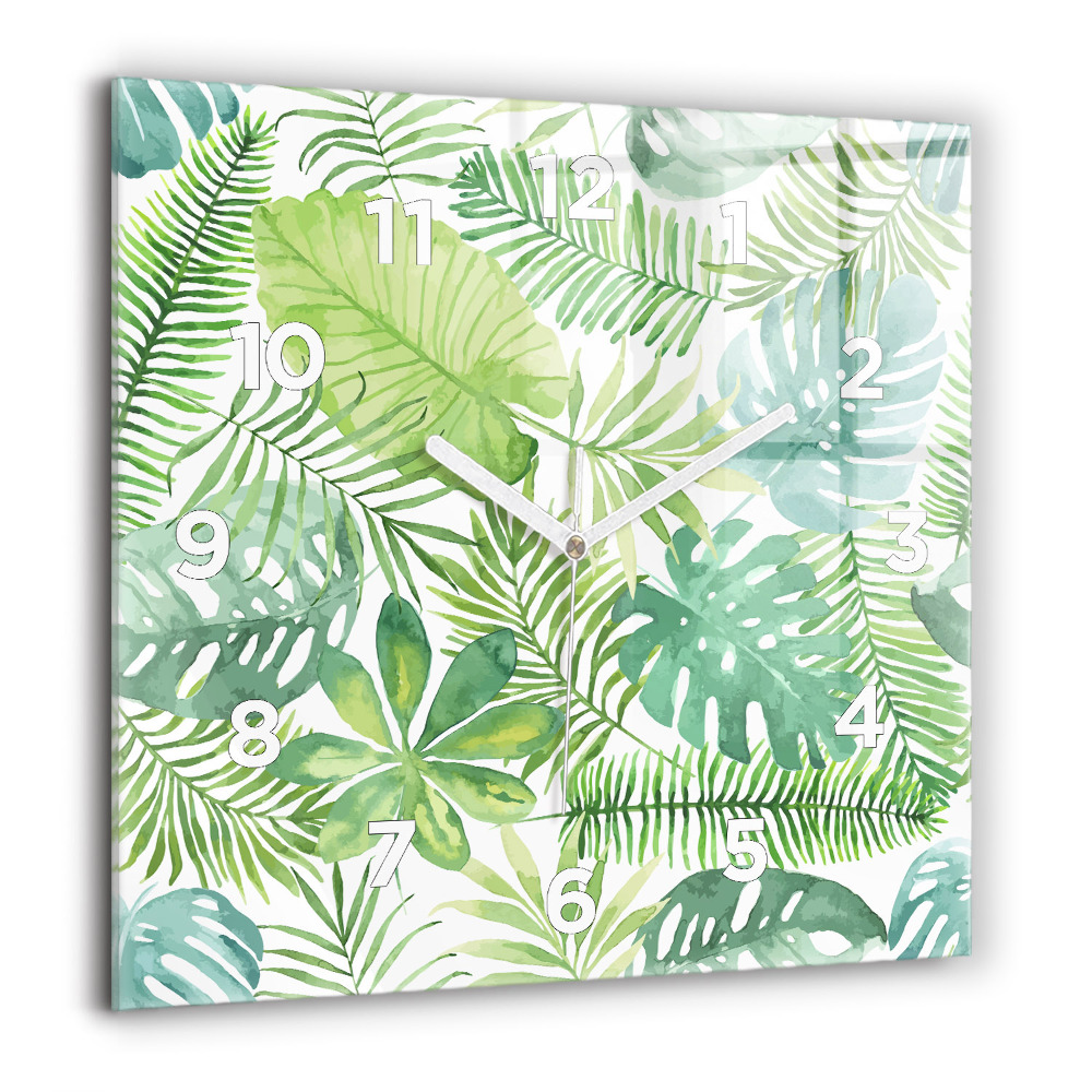 Ceas pătrat de perete din sticlă Textura lemnului