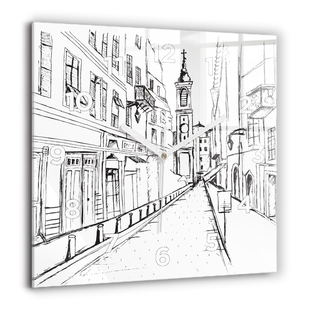 Ceas perete din sticlă pătrat Harta cu iarba verde