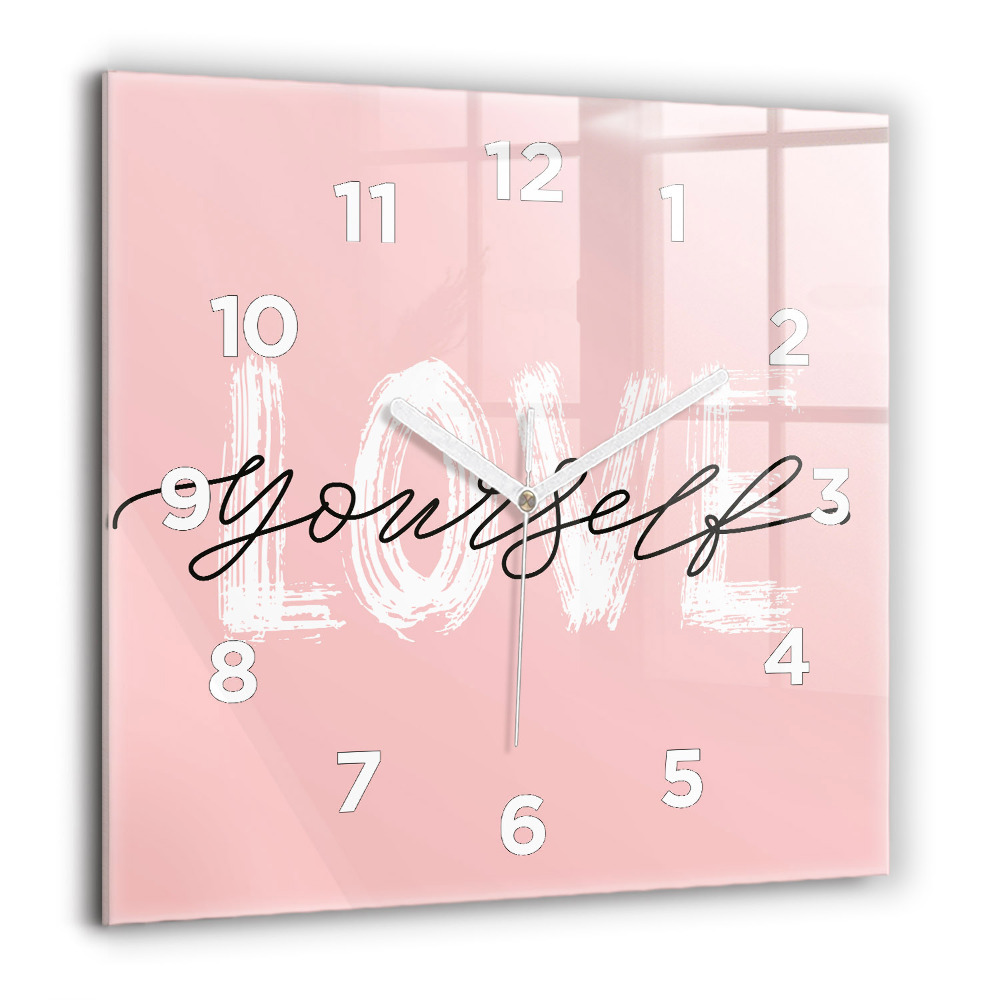 Ceas pătrat de perete din sticlă Portrait de femeie cu buze roșii