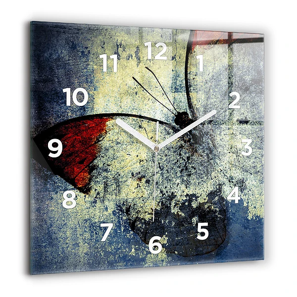 Ceas perete din sticlă pătrat Flori abstracte