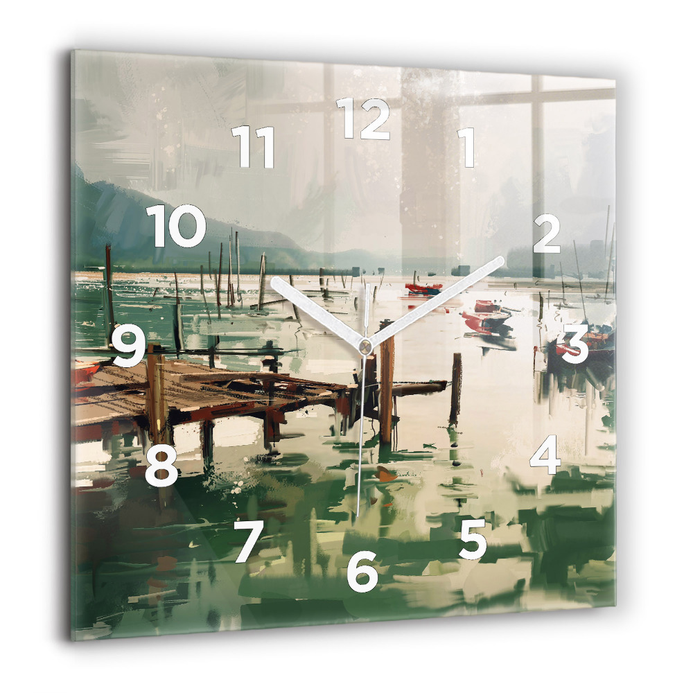 Ceas perete din sticlă pătrat Linii abstracte