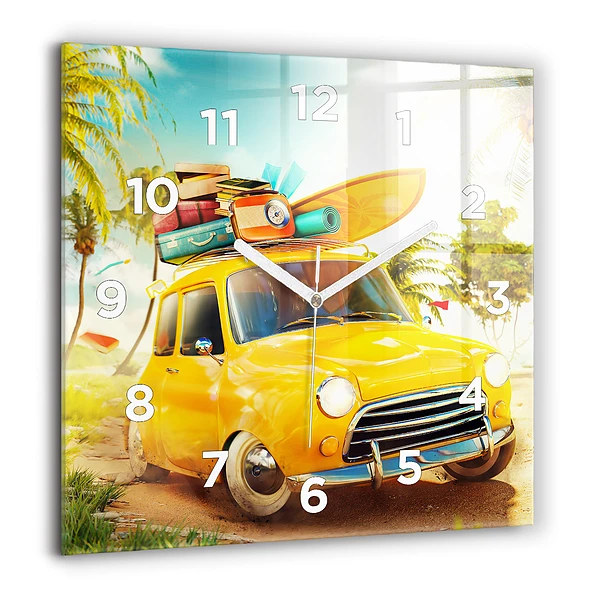 Ceas perete din sticlă pătrat Palmier tropical