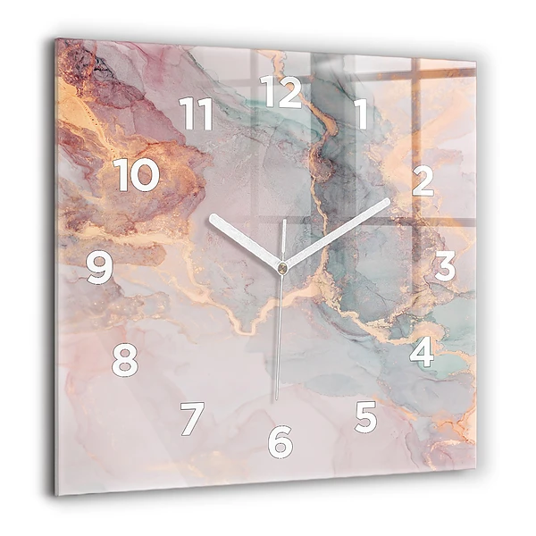 Ceas din sticlă pătrat Abstracția metalului gri
