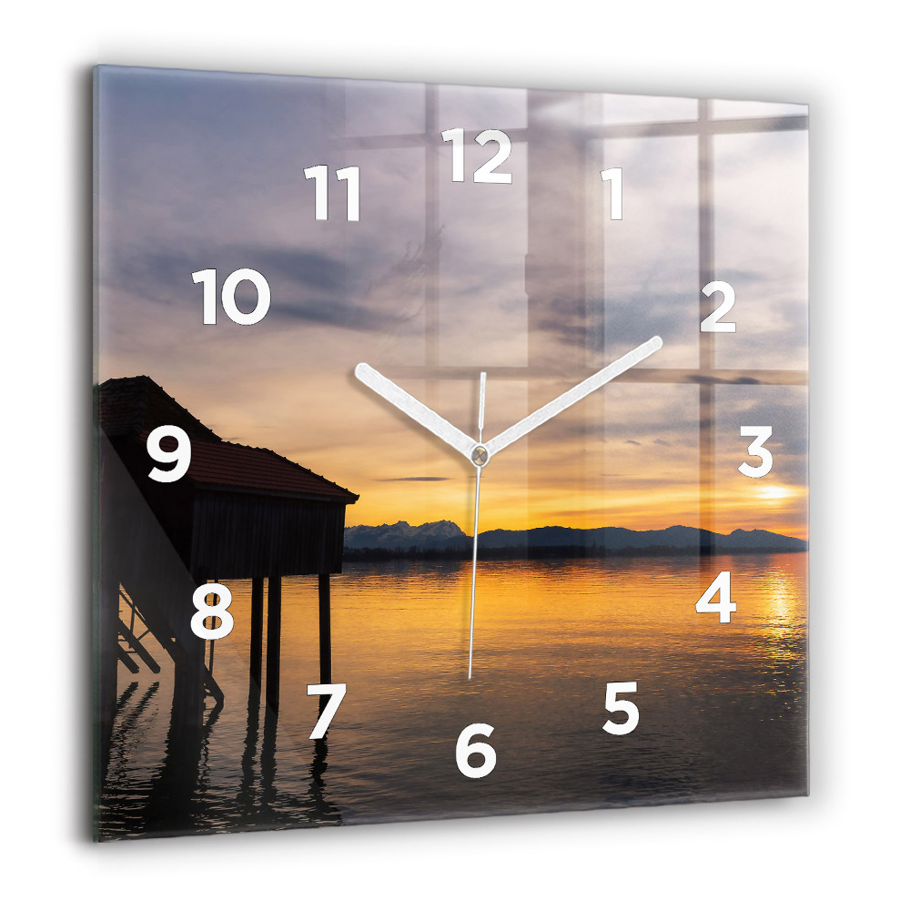 Ceas din sticlă pătrat Flori în pajiște