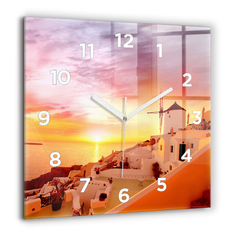 Ceas perete din sticlă pătrat Coasta Cinque Terre