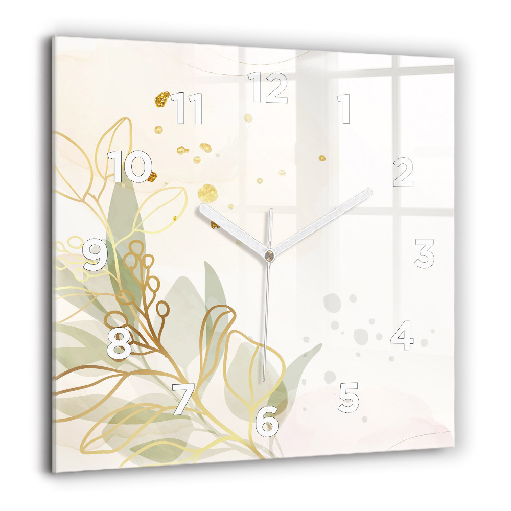 Ceas pătrat de perete din sticlă Palmieri tropicali