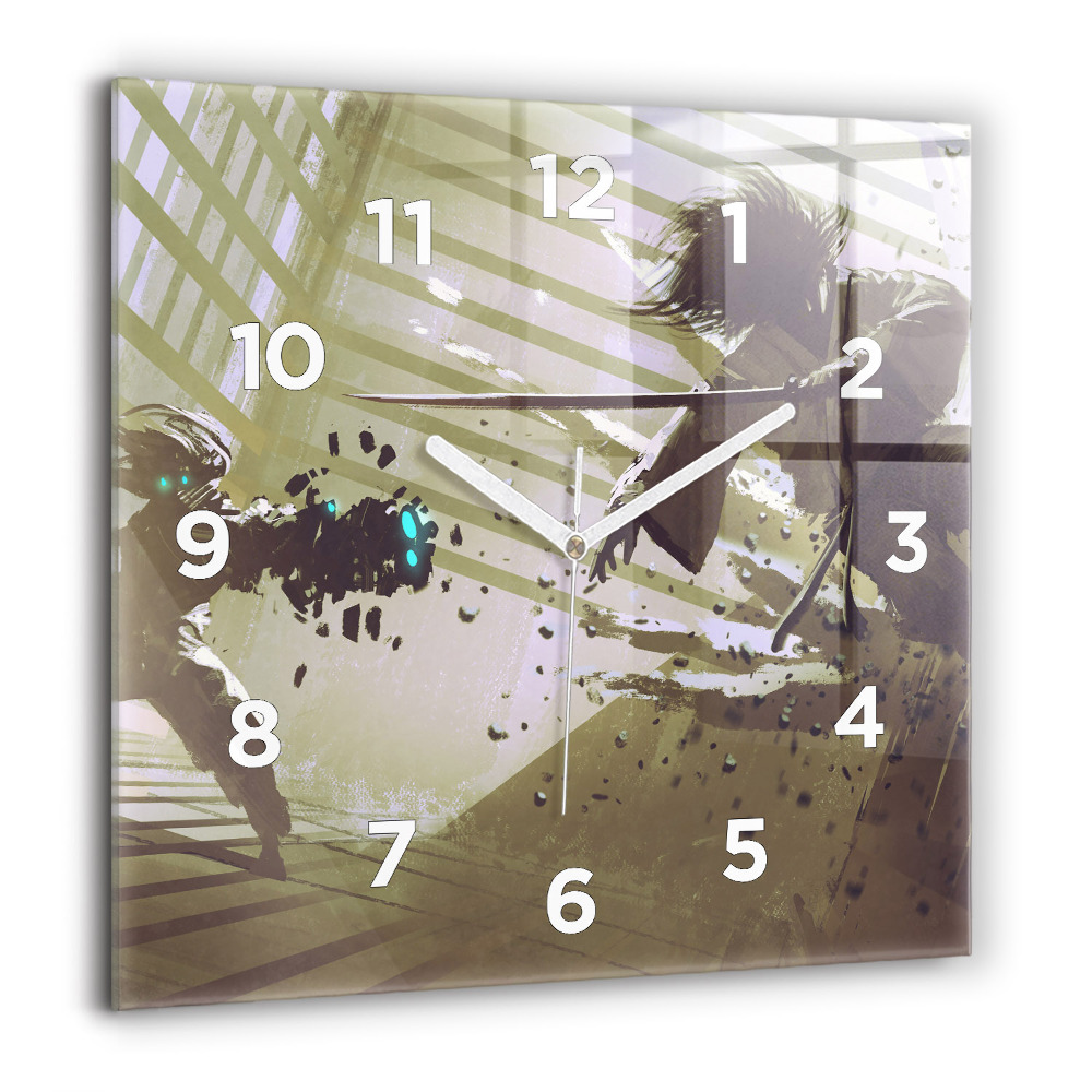 Ceas perete din sticlă pătrat Dansatoare de abstractie