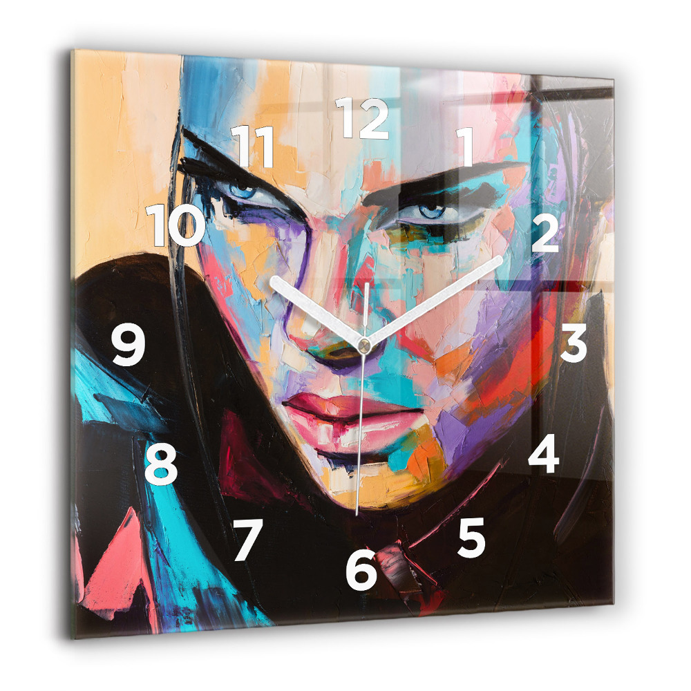 Ceas perete din sticlă pătrat Robot și samurai se luptă