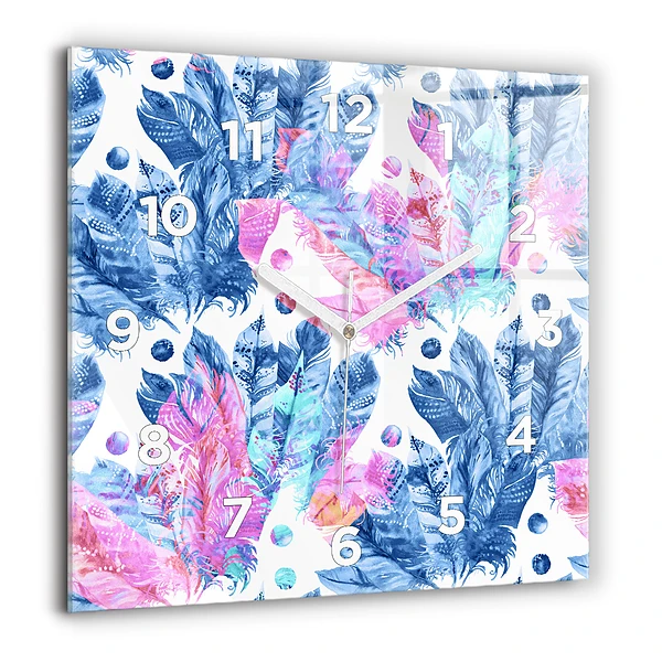 Ceas perete din sticlă pătrat Flori decorative